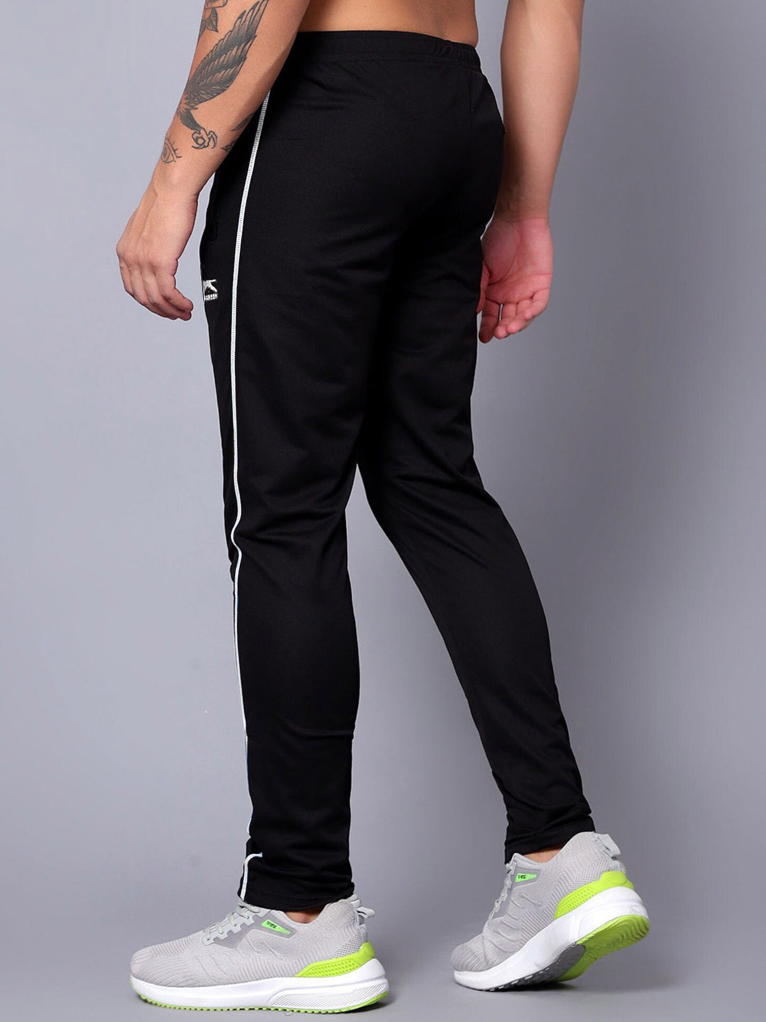 Slazenger Slim Fit Active Wear Trouser For Men-Black with White Piping-RT2513