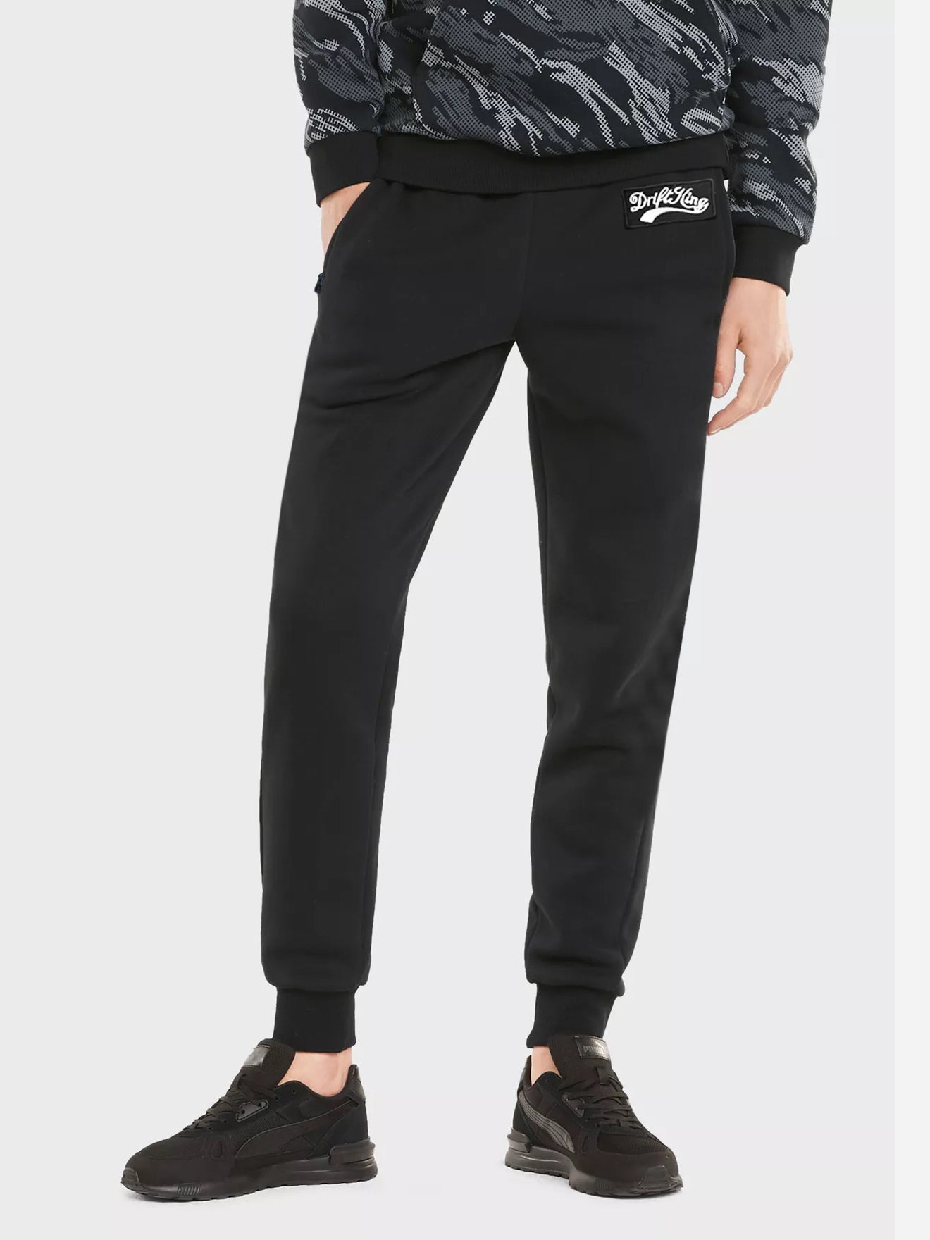 Drift King Slim Fit Light Fleece Jogger Trouser For Men-Black-BR1090