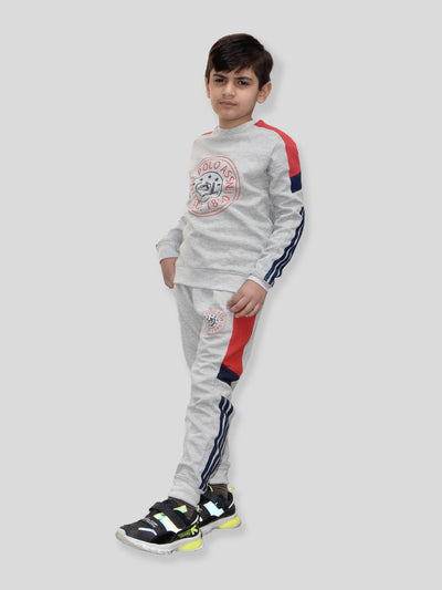 U.S Polo Assn Fleece Tracksuit For Kids-Grey-BR913