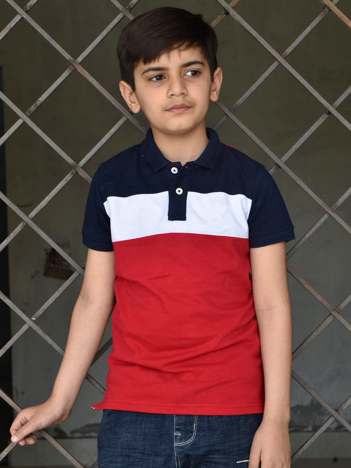 USPA Half Sleeve P.Q Polo Shirt For Kids-Navy & Red-RT1929
