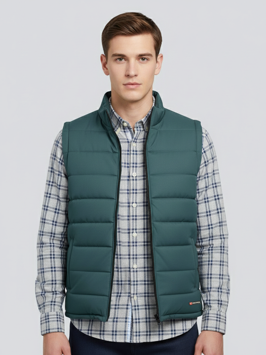 Stylish Winter Sleeveless Zipper Mockneck Jacket For Men-Storm Cloud-BRPH37