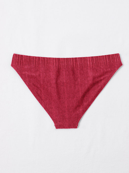 New stylish Crinkled Satin Bikini Bottom For Ladies-Red-BR701