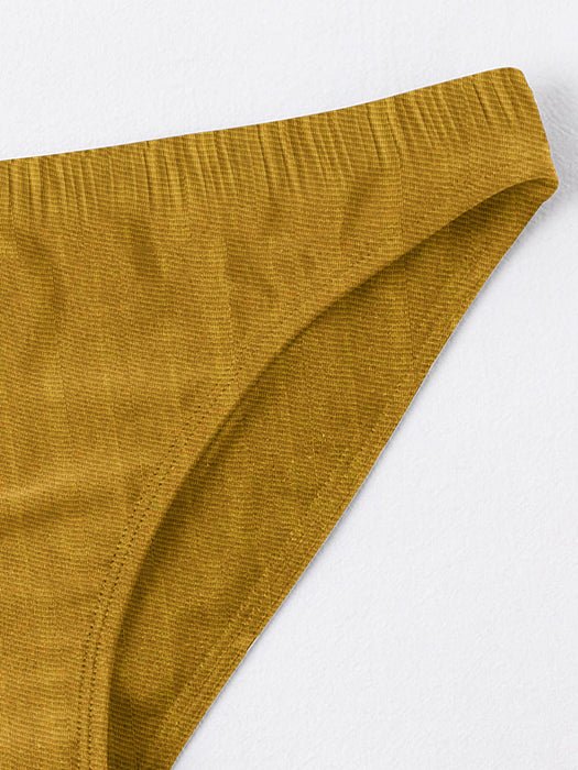 New stylish Crinkled Satin Bikini Bottom For Ladies-Yellow-BR710