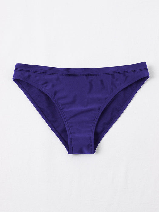 New stylish Crinkled Satin Bikini Bottom For Ladies-Purple-BR702