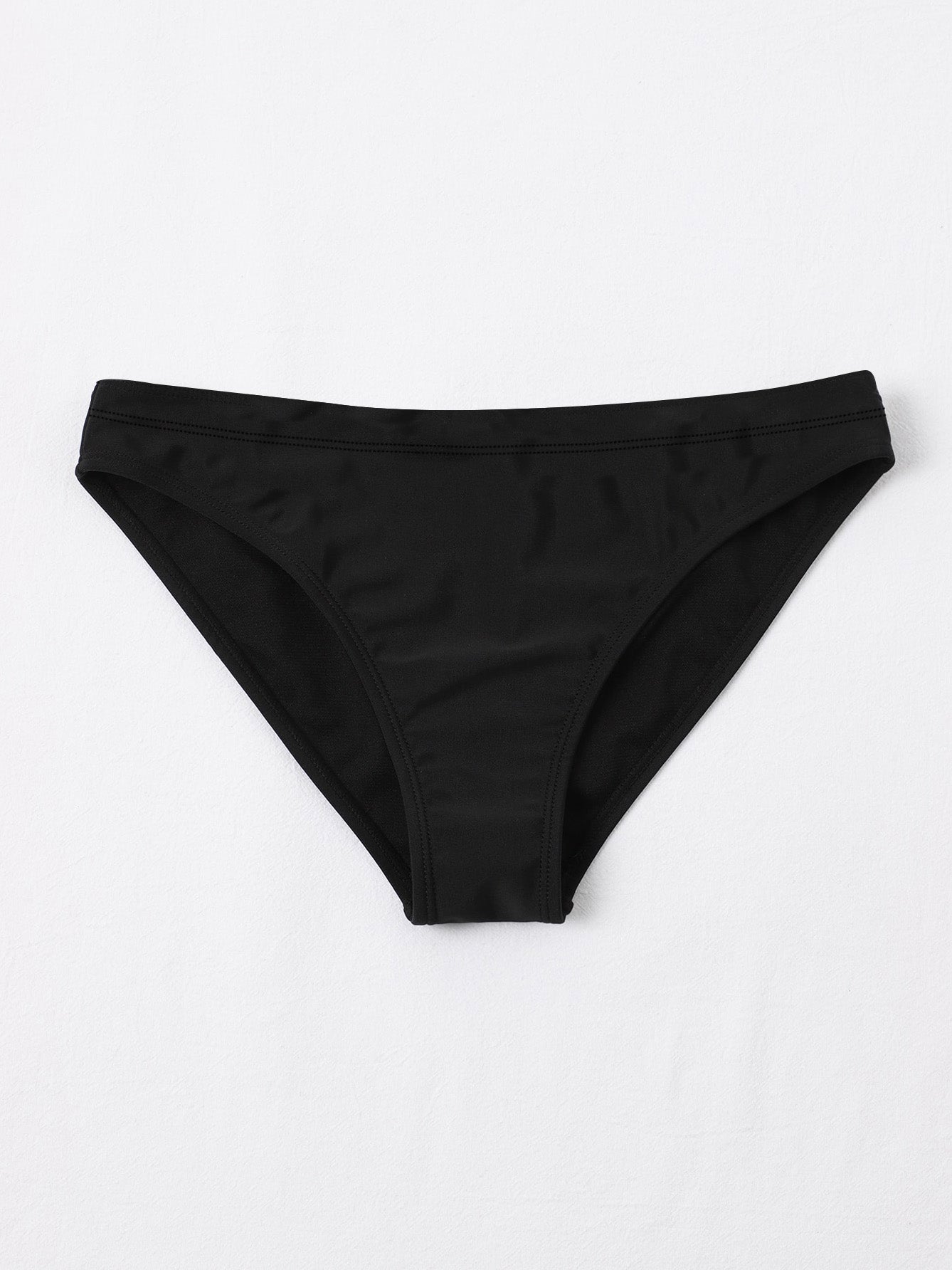 New stylish Crinkled Satin Bikini Bottom For Ladies-Black-BR703