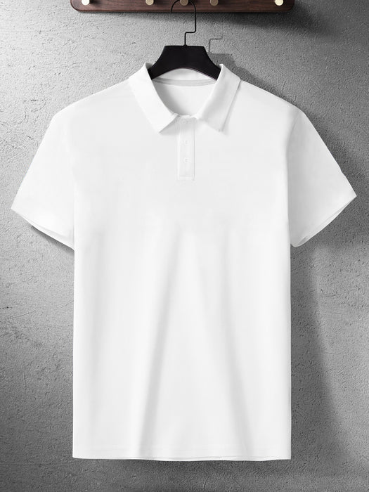 PYPR Summer Solid Polo Shirt For Men-White-BR13820