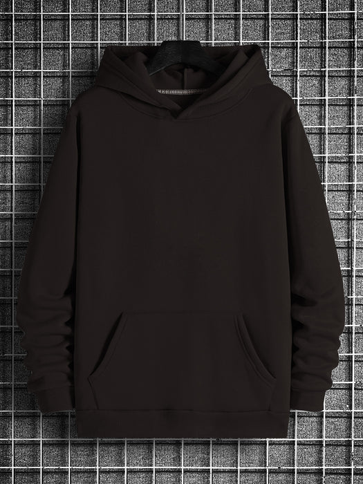 PYPR Fleece Pullover Hoodie For Men-Brown-BR14437