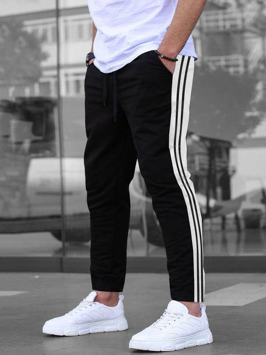 Louis Vicaci Summer Trouser Pant For Men-Black with Stripe-BR651