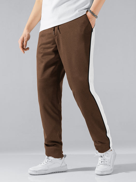 Louis Vicaci Summer Trouser Pant For Men-Light Brown with Stripe-BR650