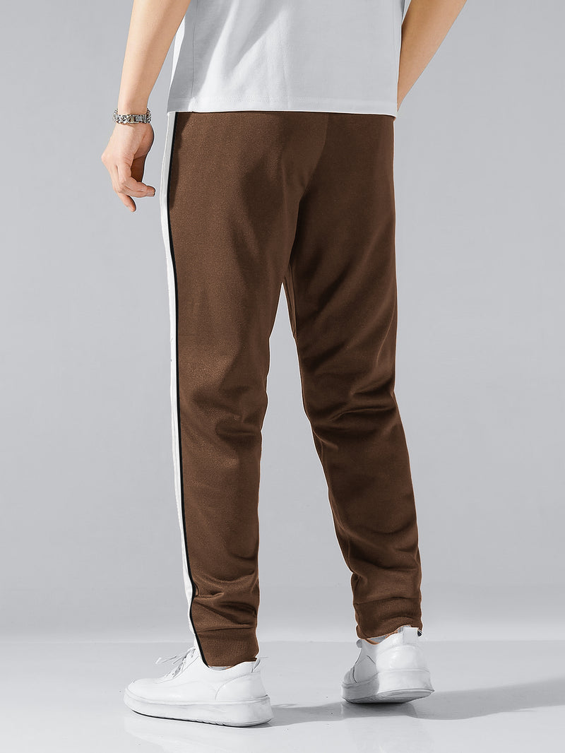 Louis Vicaci Active Wear Summer Trouser Pant For Men-Light Brown with Stripe-BR649