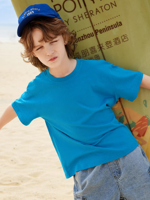 North Peak Crew Neck T Shirt For Boys-Sky Blue-RT2525