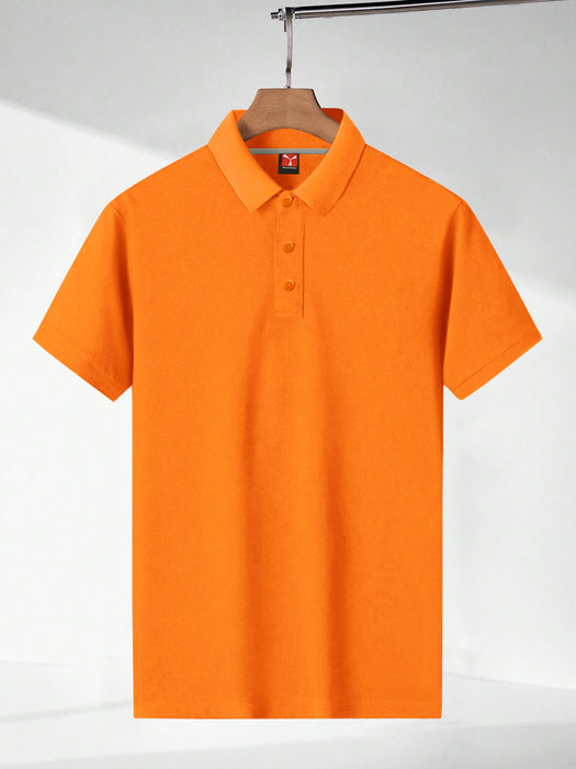 PYPR Summer Solid Polo Shirt For Men-Orange-BR13827