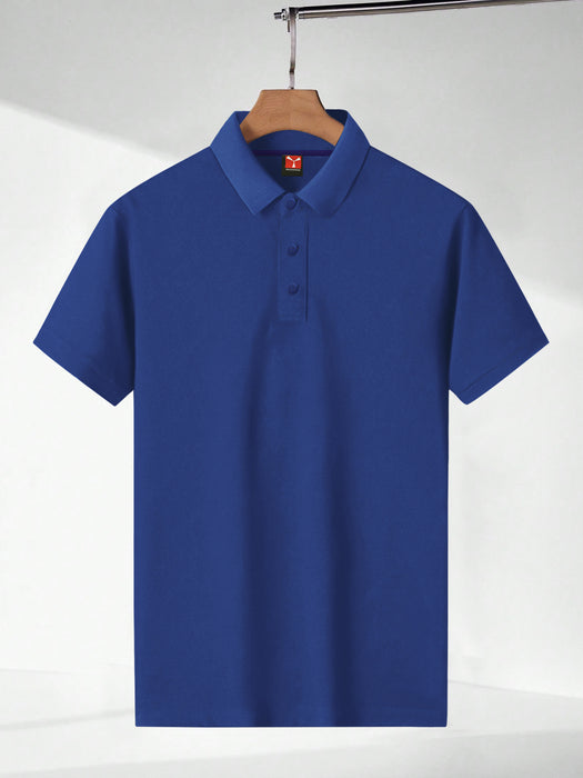 PYPR Summer Solid Polo Shirt For Men-Dark Blue-BR13826