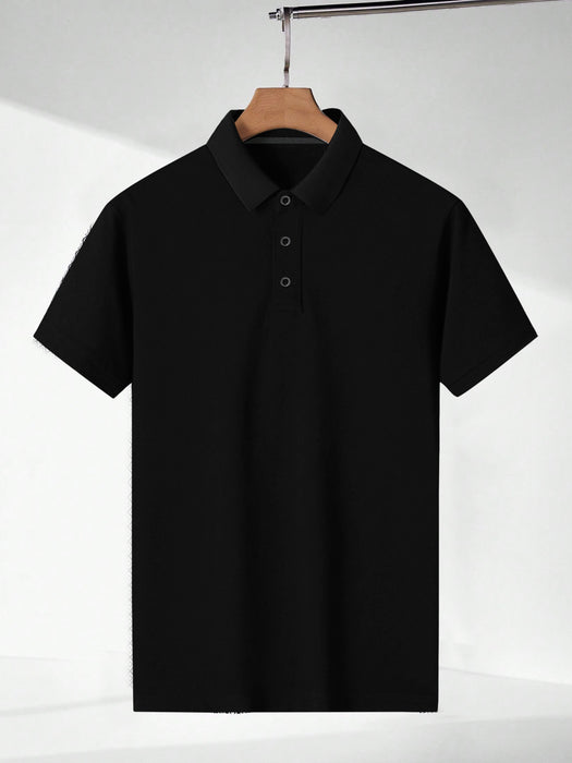 PYPR Summer Solid Polo Shirt For Men-Black-BE1588/BR13819