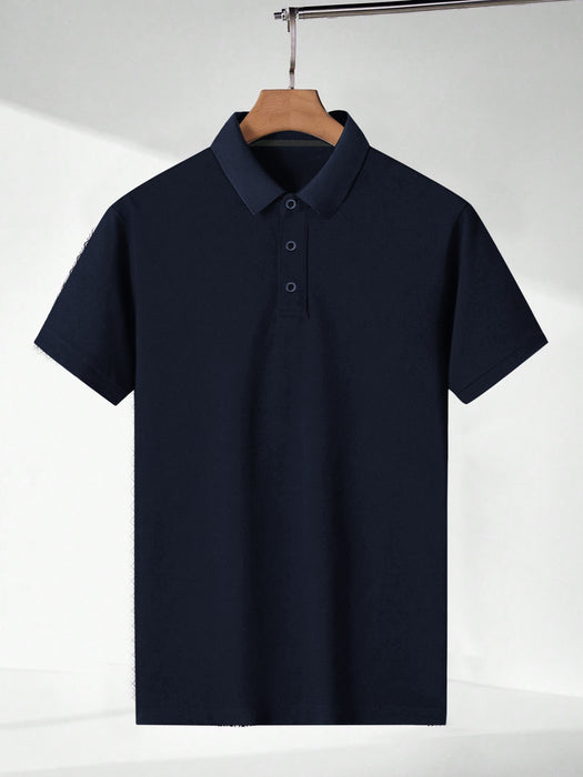 PYPR Summer Solid Polo Shirt For Men-Dark Navy-BR13821