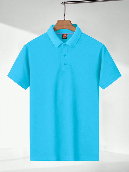 PYPR Summer Solid Polo Shirt For Men-Sky Blue-BR13824