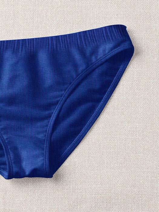 New stylish Crinkled Satin Bikini Bottom For Ladies-Dark Cyan-BR704