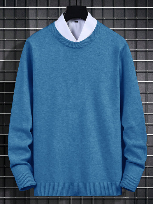 Aardo Fashion Crew Neck Wool Sweater For Men-Blue-RT2283