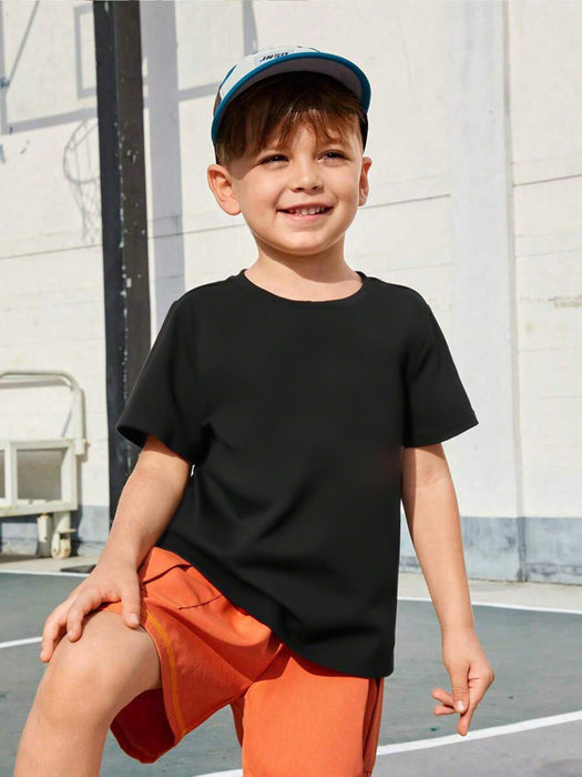 North Peak Crew Neck T Shirt For Boys-Black-RT2524