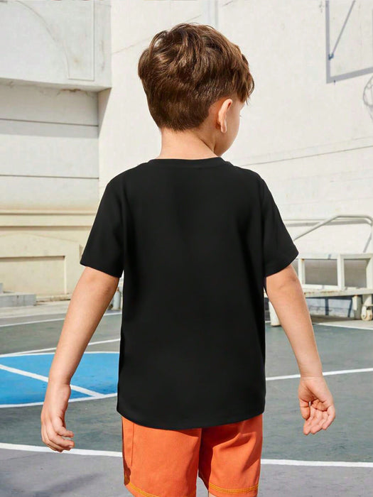 North Peak Crew Neck T Shirt For Boys-Black-RT2524