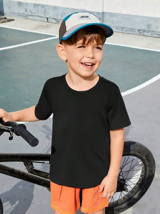 North Peak Crew Neck T Shirt For Boys-Black-RT2524