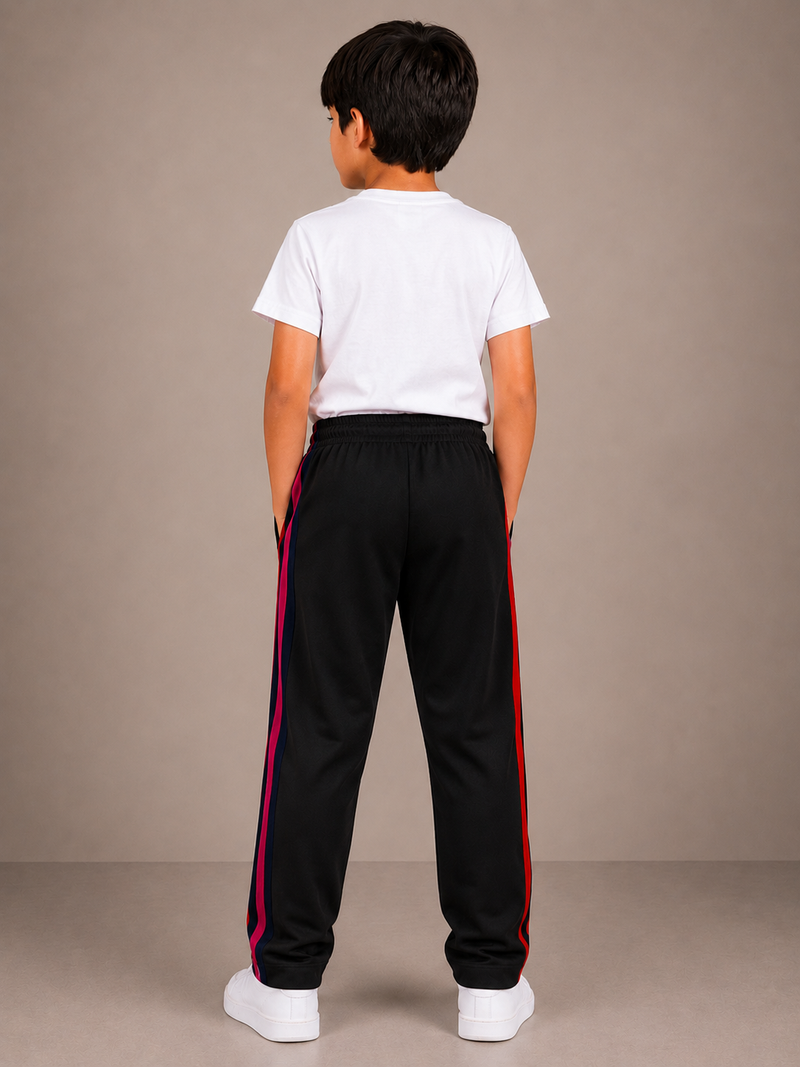 Premium Kids Lycra Trousers Black with ,Side Stripe p10
