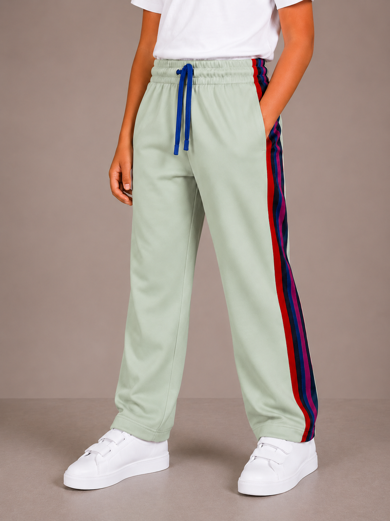 Premium Kids Lycra Trousers ice green with ,Side Stripe p12