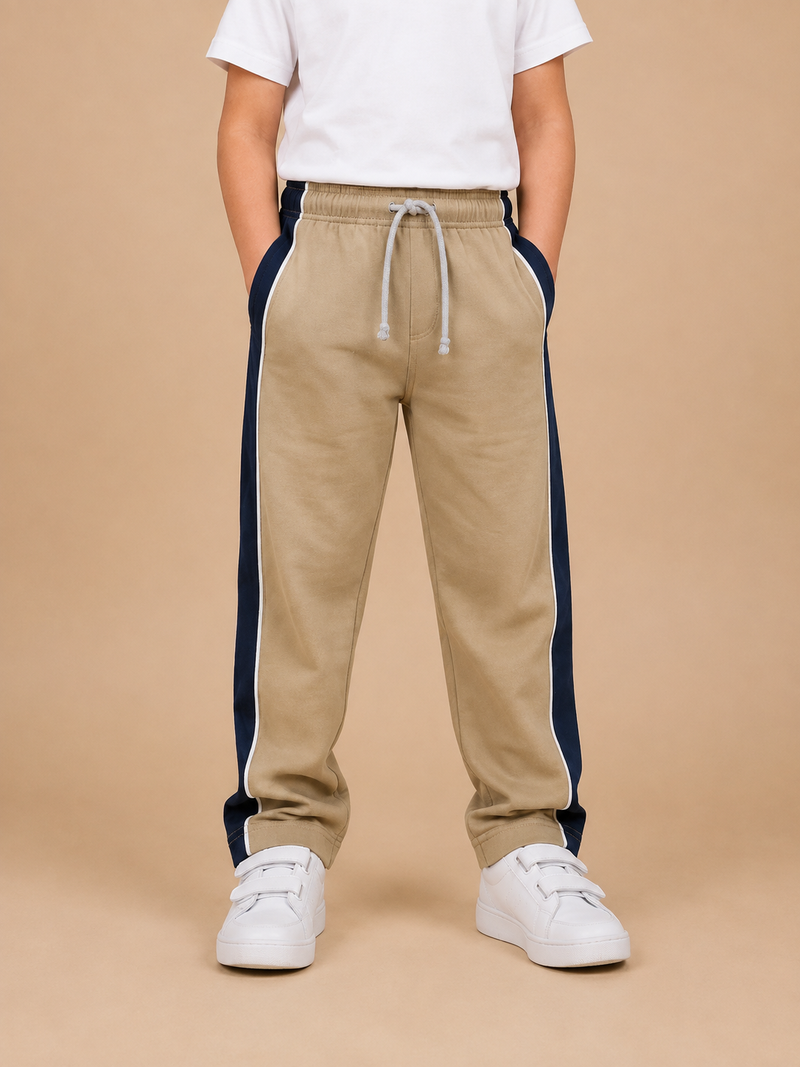 Premium Boys Trouser-Light Khaki With Navy -T37
