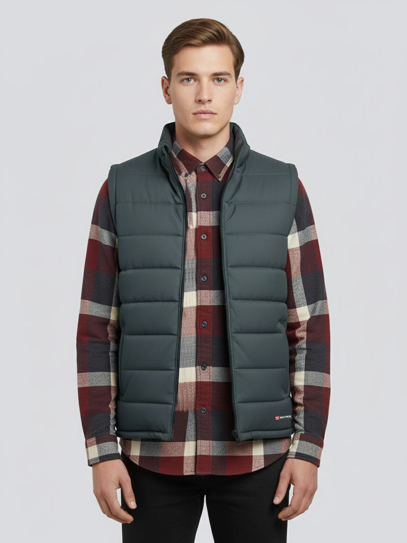 Stylish Winter Sleeveless Zipper Mockneck Jacket For Men-Dark Grey-BRPH38