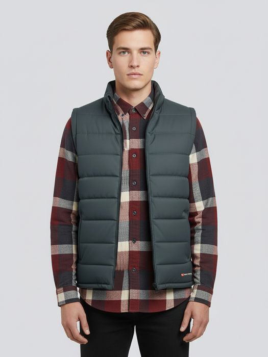 Stylish Winter Sleeveless Zipper Mockneck Jacket For Men-Dark Grey-BRPH38