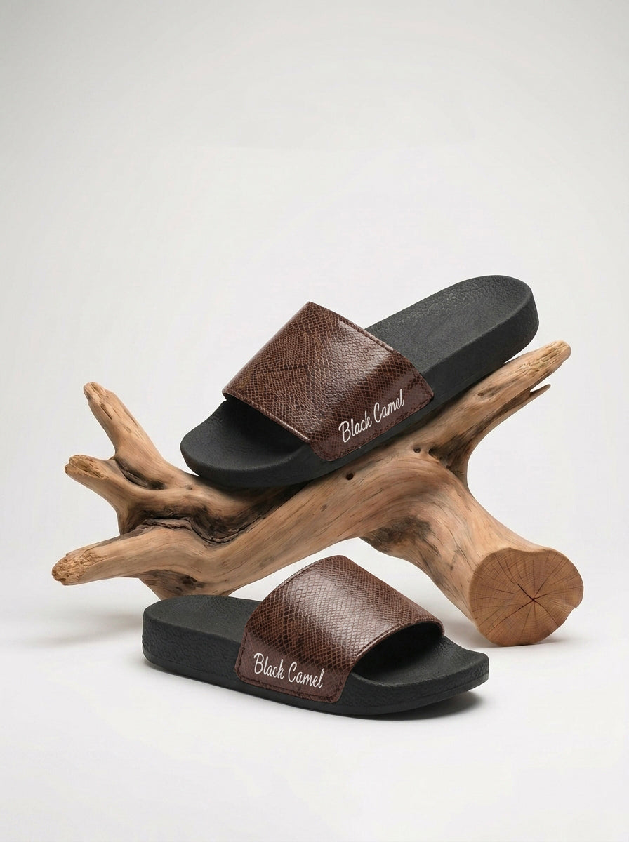 Men's Premium Flip Flop Fashion Slides-Wooden Brown-BE0927