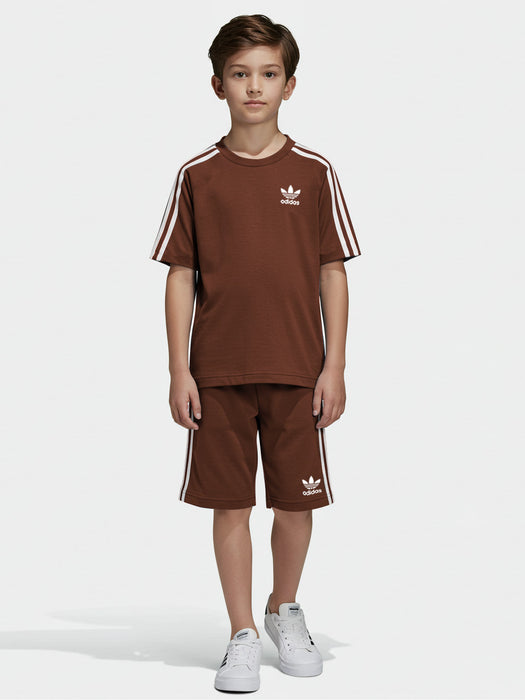 Ads Summer T Shirt & Short Suit For Kids-Dark Brown-BE3267/BR15697