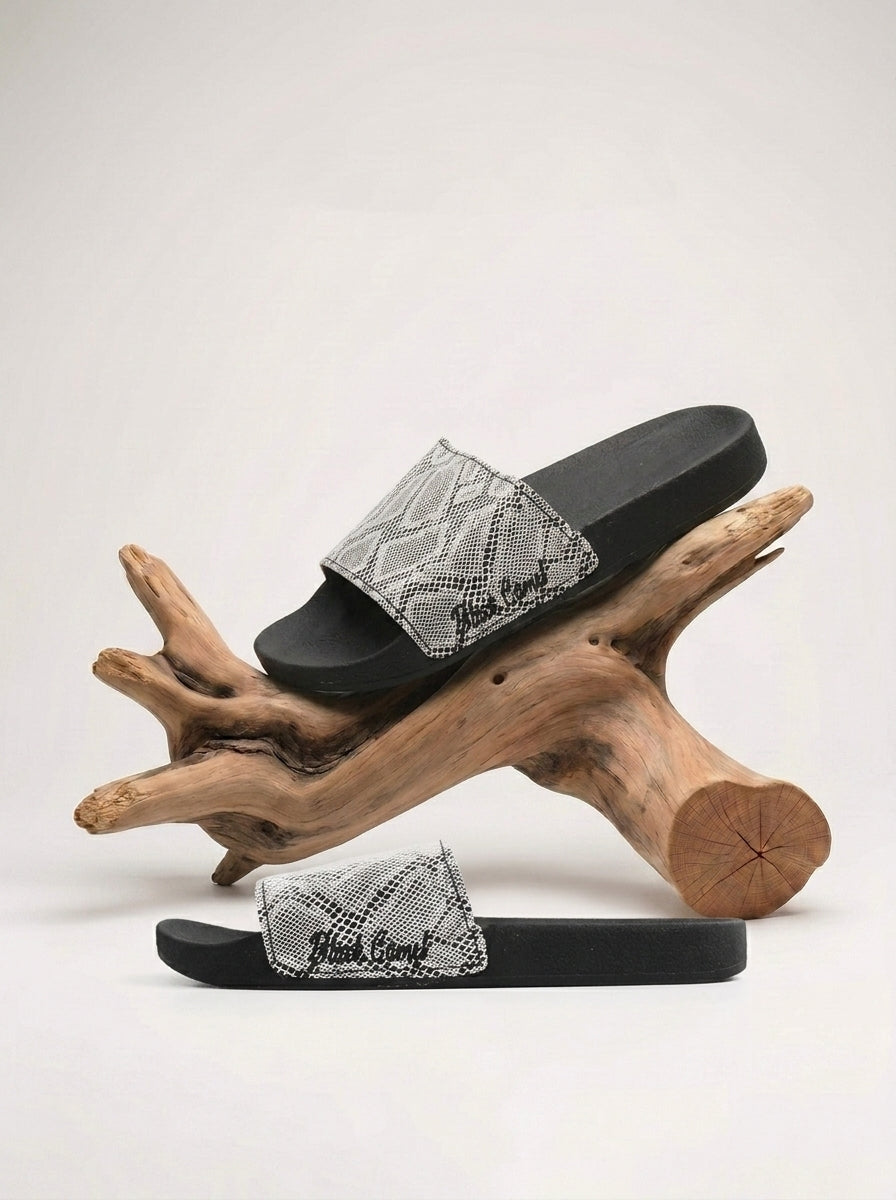 Men's Premium Flip Flop Fashion Slides-White & Black-BE2989