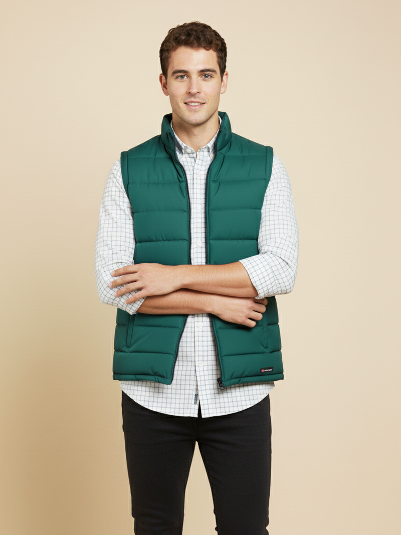 Stylish Puffer Sleeveless Zipper Mockneck Jacket For Men-Zinc-BRPH29
