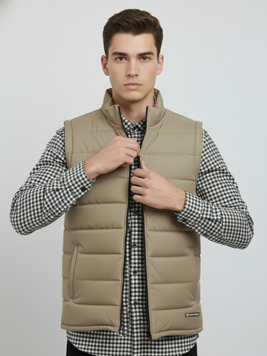 Stylish Winter Sleeveless Zipper Mockneck Jacket For Men-Light Skin-BRPH40