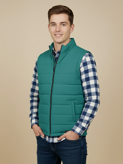 Stylish Puffer Sleeveless Zipper Mockneck Jacket For Men-Light Zinc-BRPH30