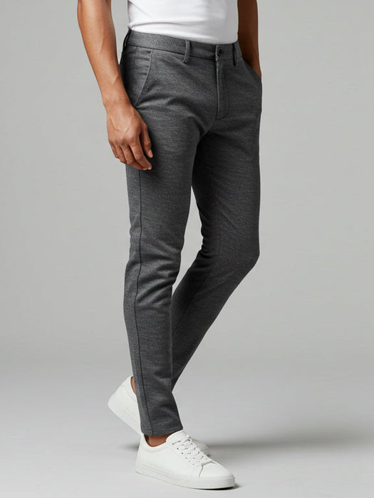 Louis Vicaci Lycra Stretchy Slim Fit Pent For Men-Charcoal Melange-RA0132