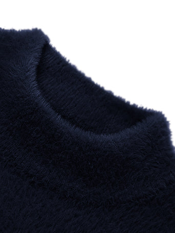 Louis Vicaci Turtle Neck Rabbit Wool Sweatshirt-Navy-BR1175