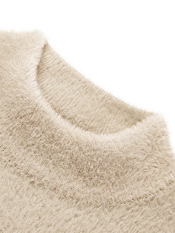 Louis Vicaci Turtle Neck Rabbit Wool Sweatshirt-Wheat-BR1179