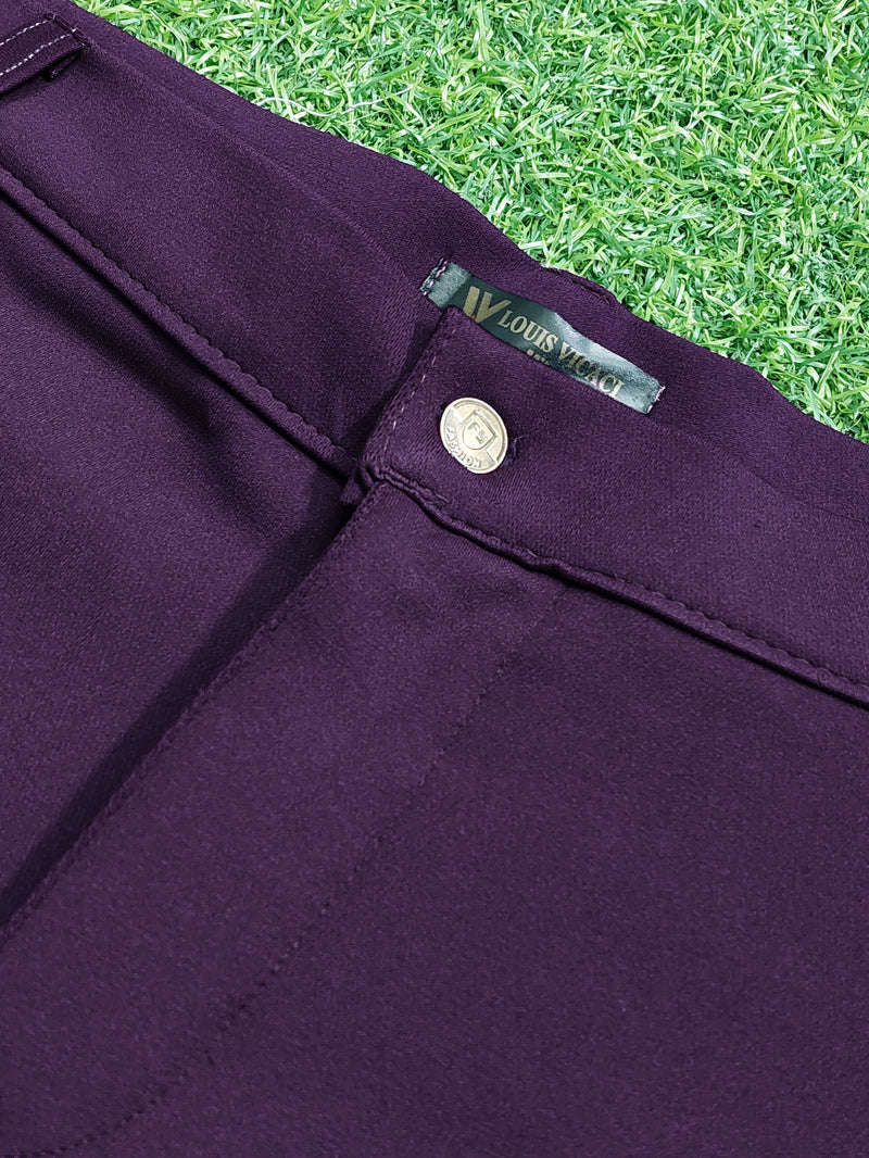 Louis Vicaci Interlock Stretchy Slim Fit Lycra Pent For Men-Dark Purple-AZ156