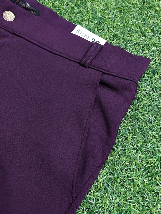 Louis Vicaci Interlock Stretchy Slim Fit Lycra Pent For Men-Dark Purple-AZ156