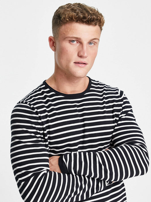 Aardo Fashion Wool Sweatshirt For Men-Dark Navy With White Stripes-RT2218