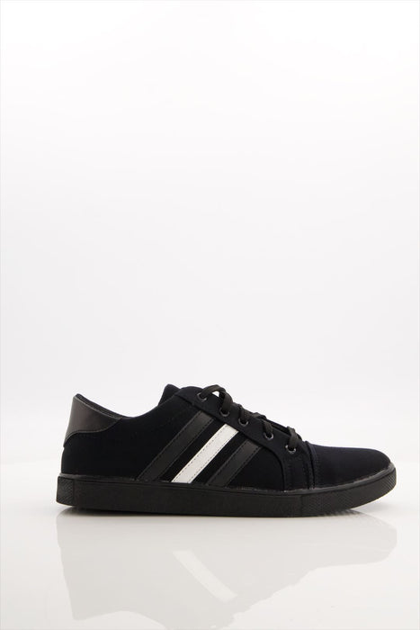 Men Black White Stripe Sneakers