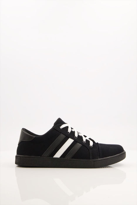 Men White Black Stripe Sneakers