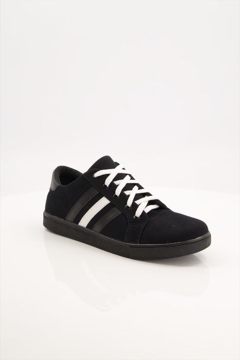 Men White Black Stripe Sneakers