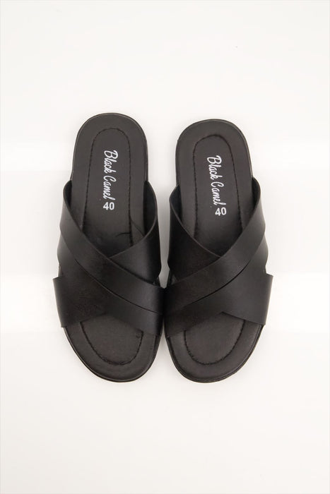 Men Cross Over Slippers black