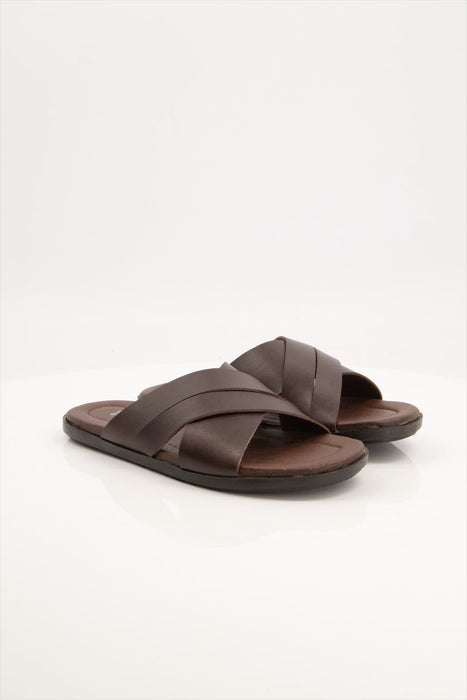 Men Cross Over Slippers brown