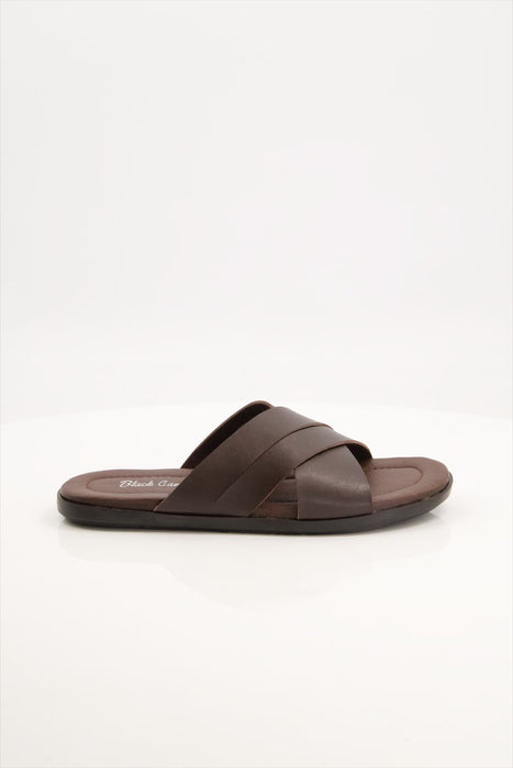 Men Cross Over Slippers brown