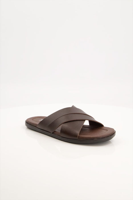 Men Cross Over Slippers brown