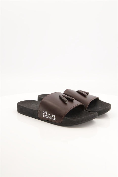 Men Tassel Style Brown Slide